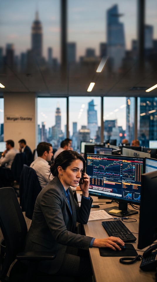 MS Stock Performance & Morgan Stanley Trader - 4K Wallpaper