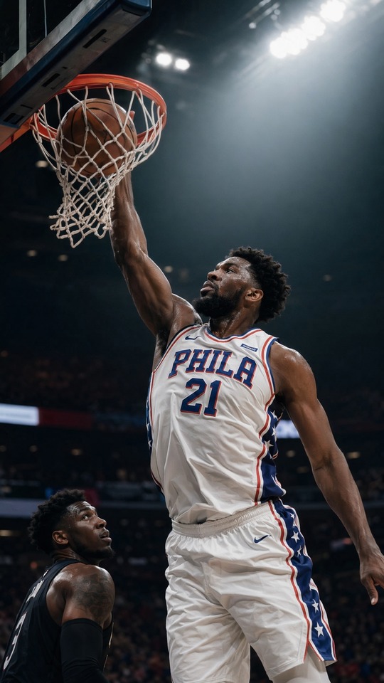 NBA 조엘 엠비드 덩크 - 4K 농구 배경화면