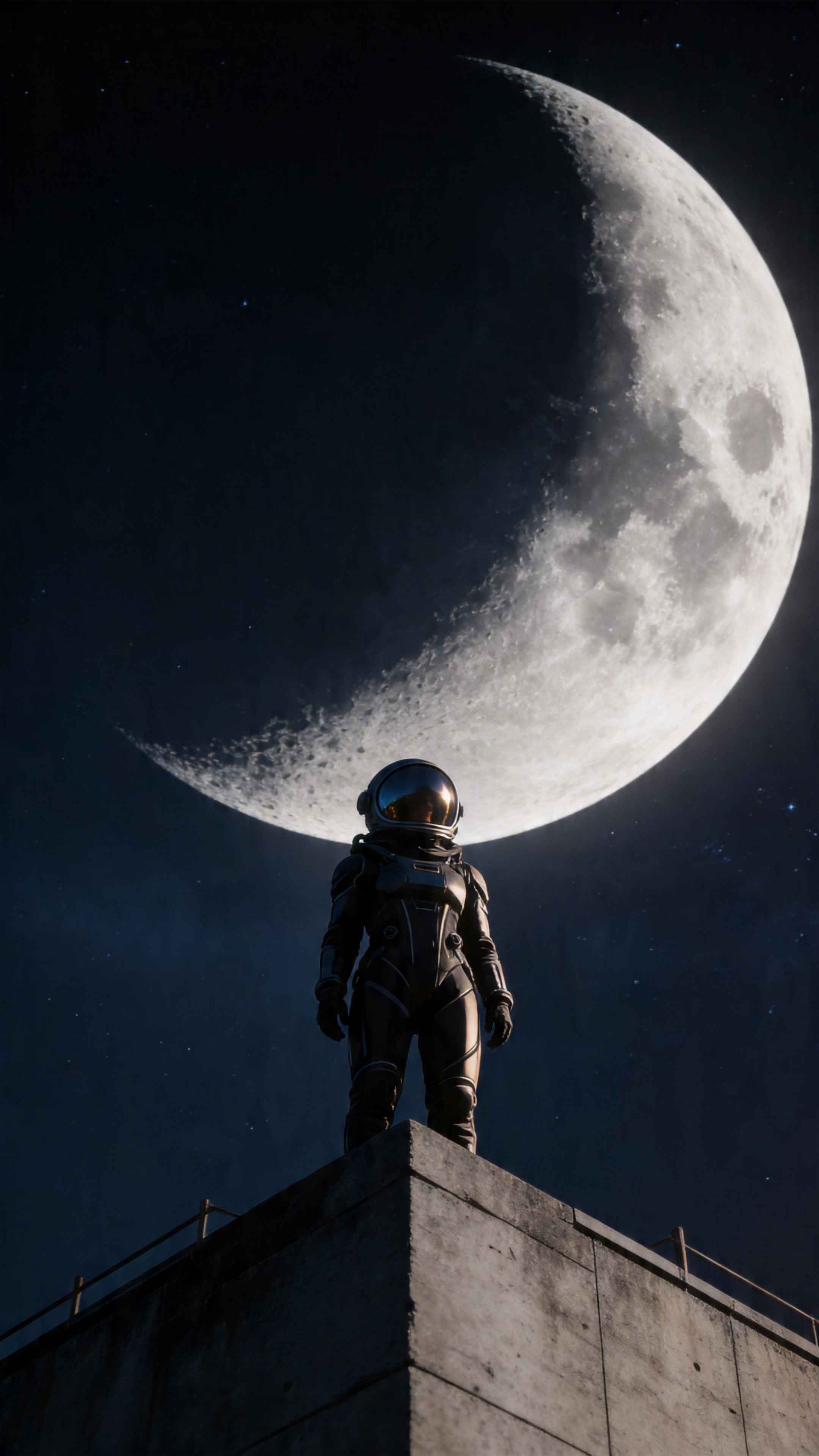 Astronaut Moon Sci-Fi - 4K Phone Background