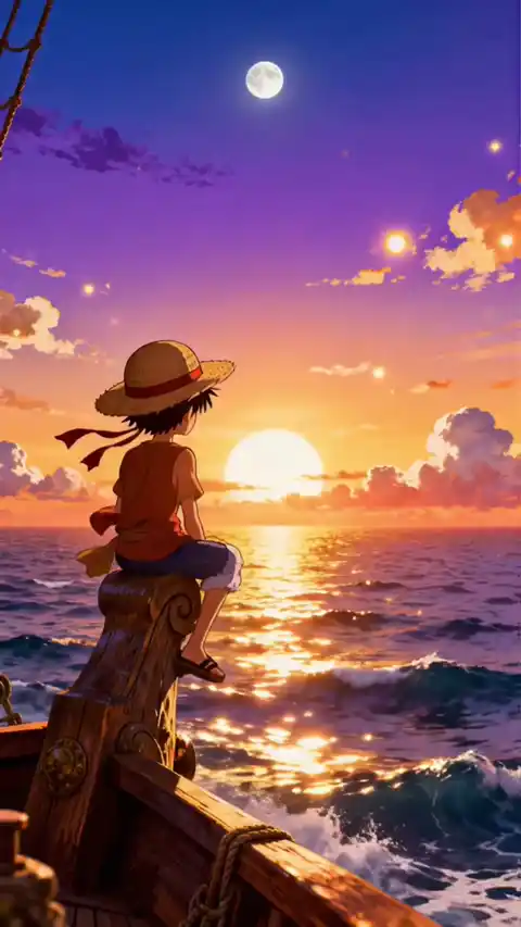 Luffy Anime Sonnenuntergang - Live Hintergrundbild
