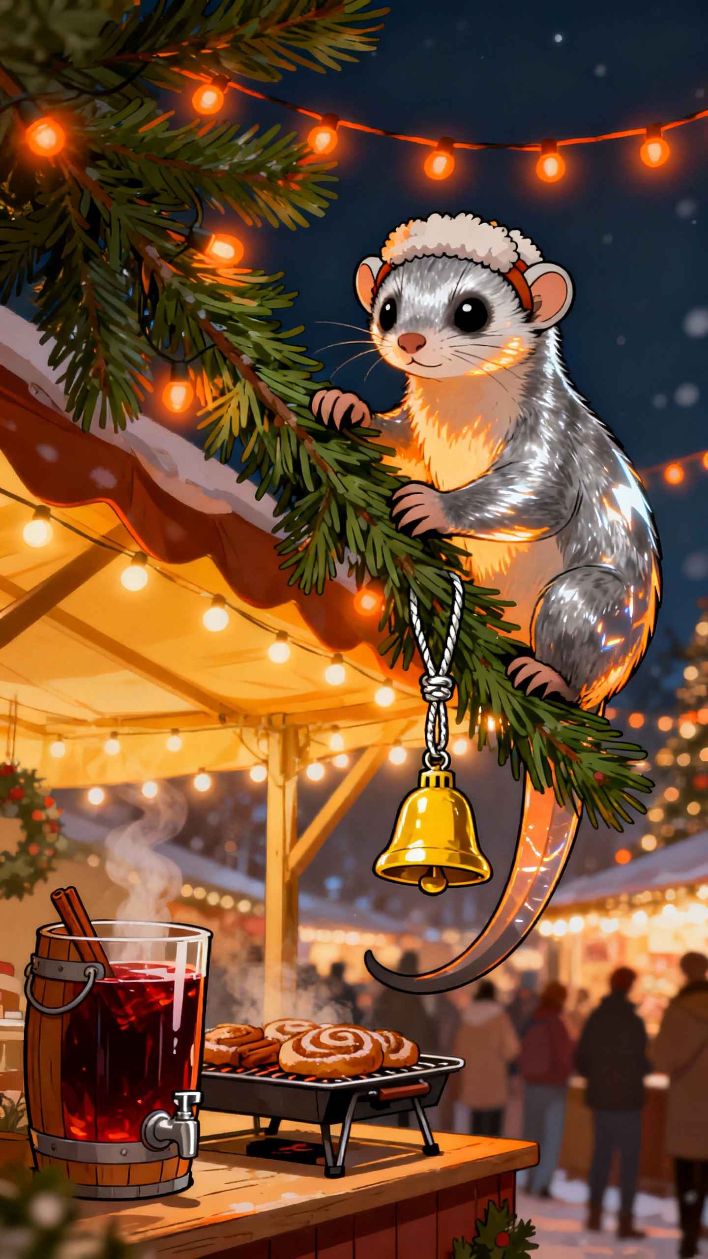 Weihnachts-Frettchen am Markt - 4K Hintergrundbild