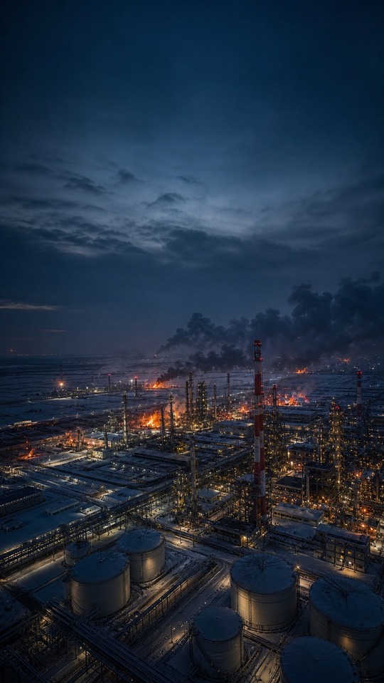 Russia Industrial Complex Fire - 4K Backgrounds
