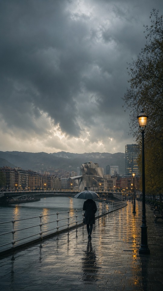 Tiempo Bilbao Cinematic Rainy City - 4K Wallpaper