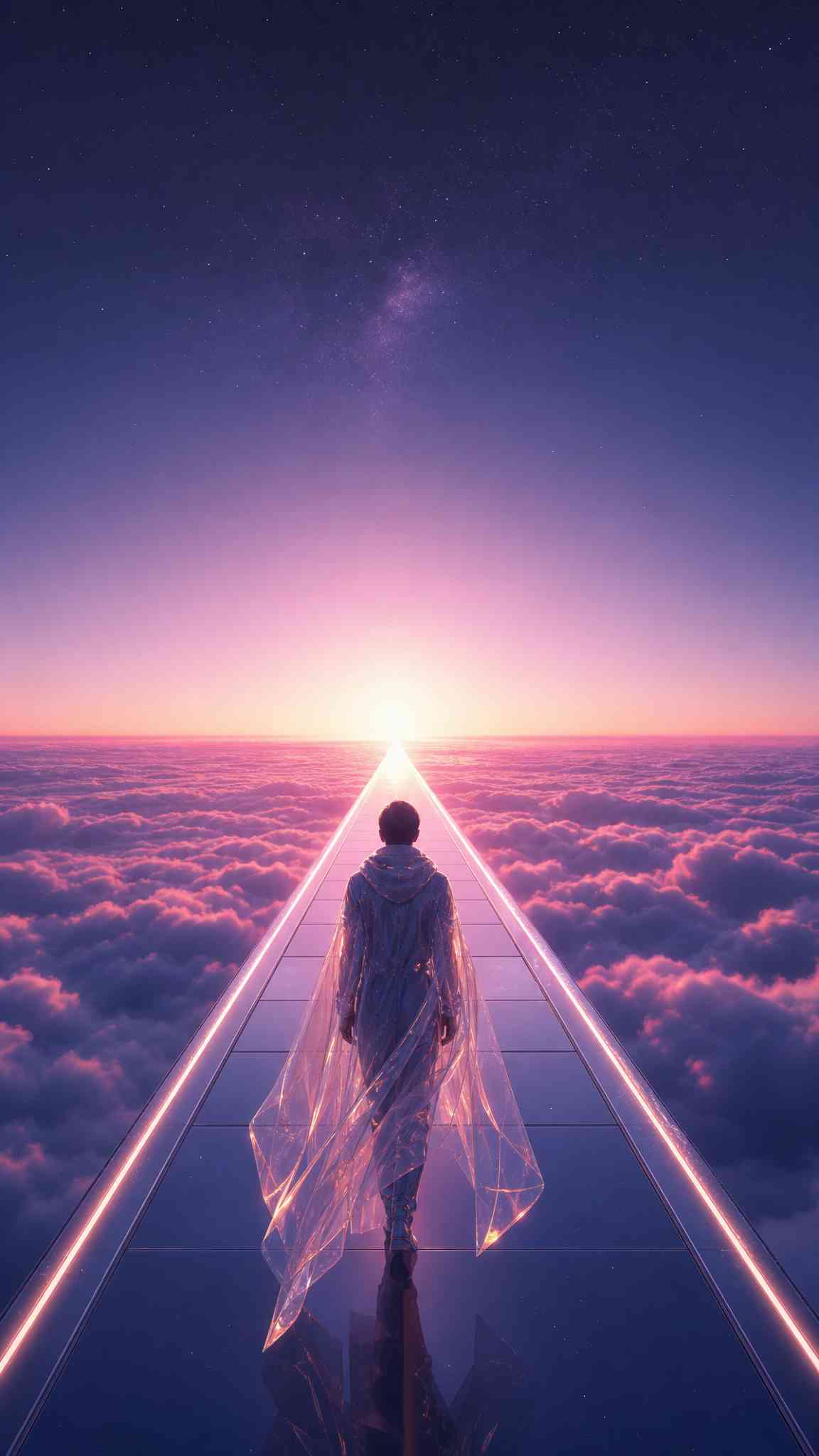 Futuristic Journey Above Clouds - 4K Wallpaper