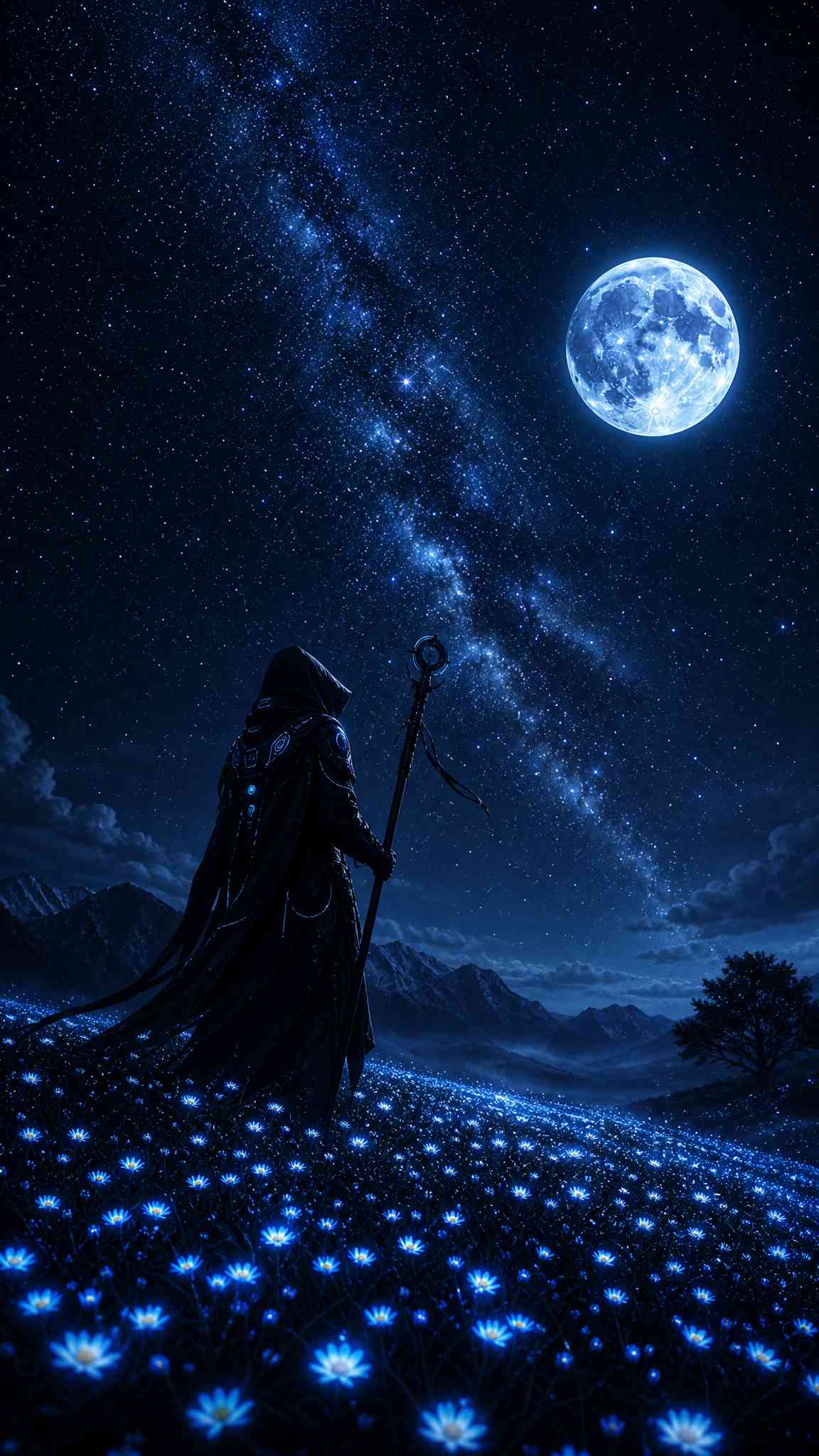 Hooded Wizard Starry Night - 4K Wallpaper