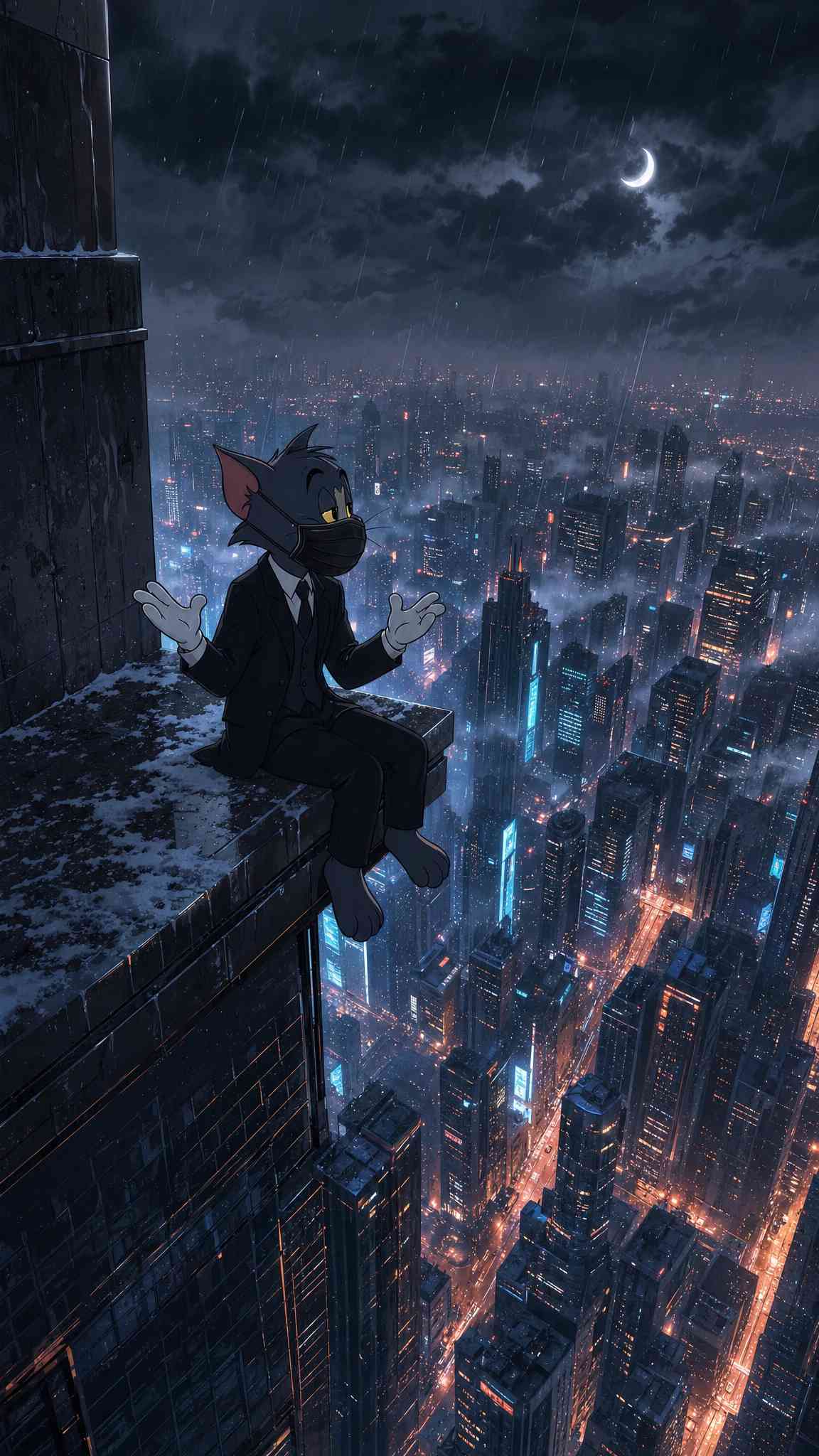 Tom Cat Suit City Night - 4K Wallpaper