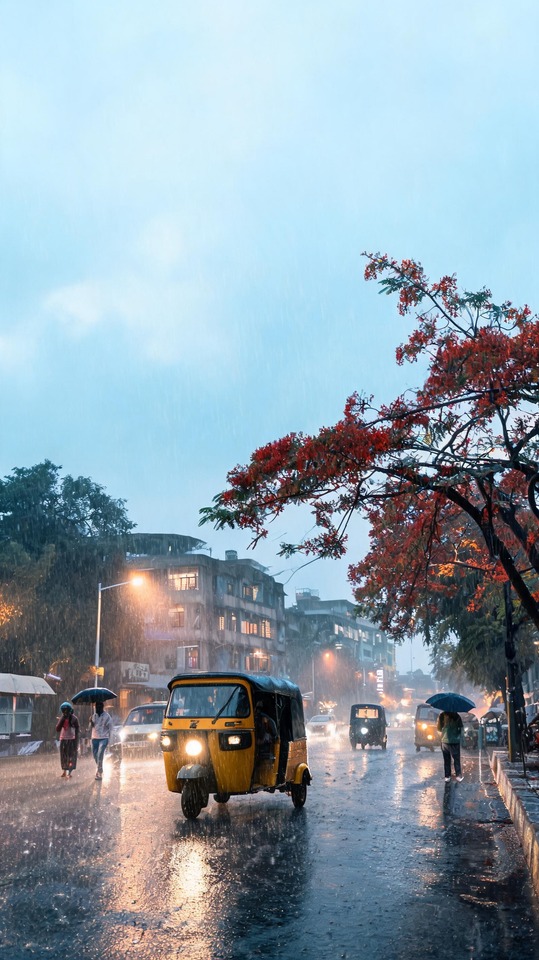 कल क म सम - Cinematic India Monsoon Rain 4K Wallpaper
