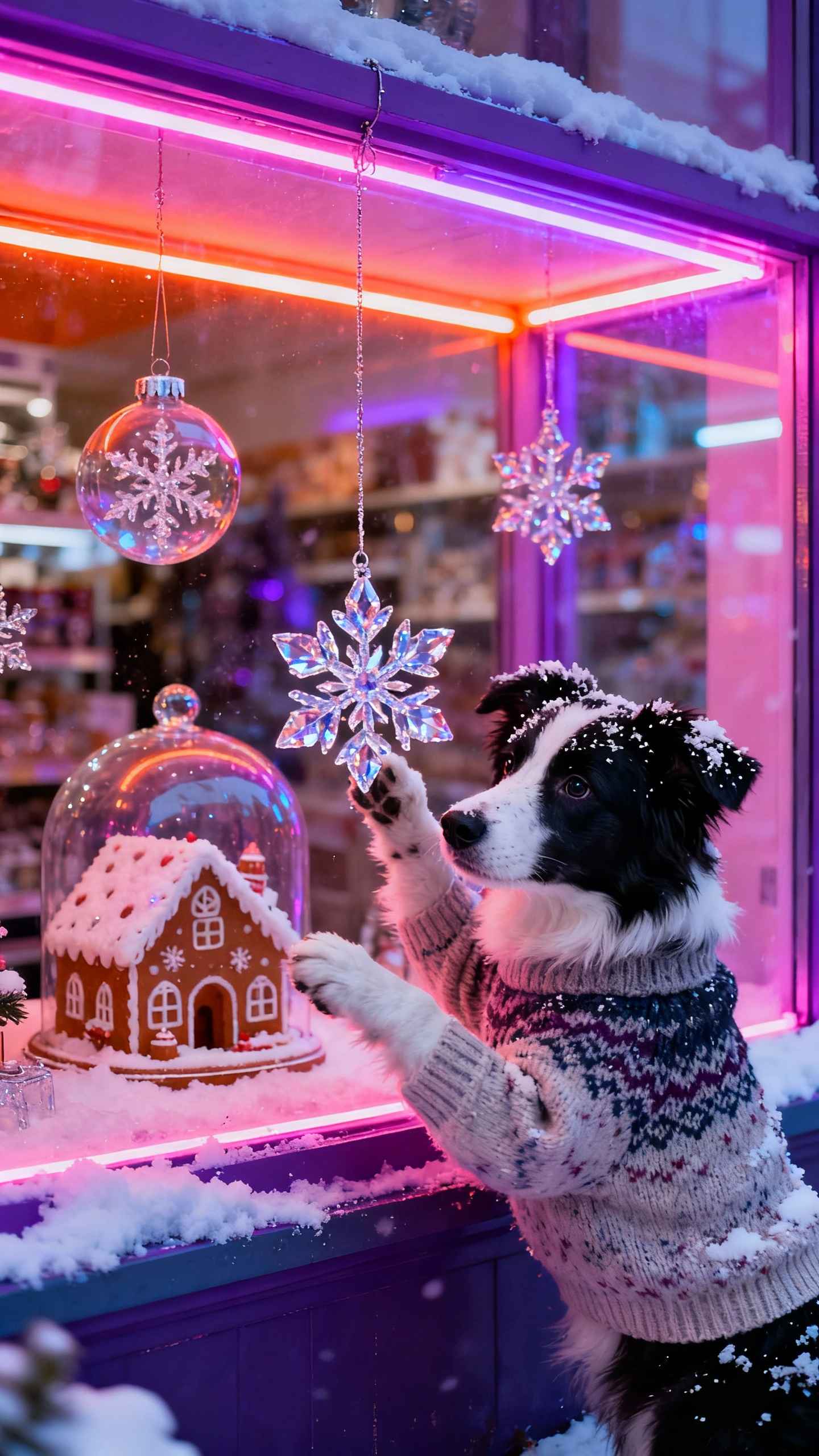 Border Collie Weihnachtspullover - 4K Hintergrundbild