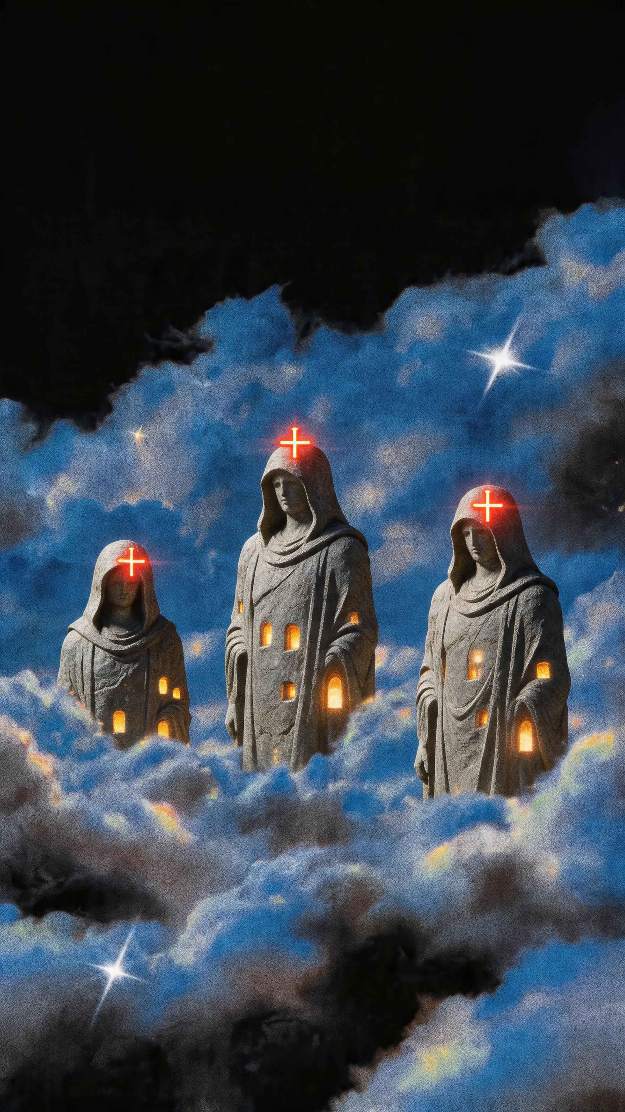 Mystic Hooded Sentinels - 4K Aesthetic Wallpaper