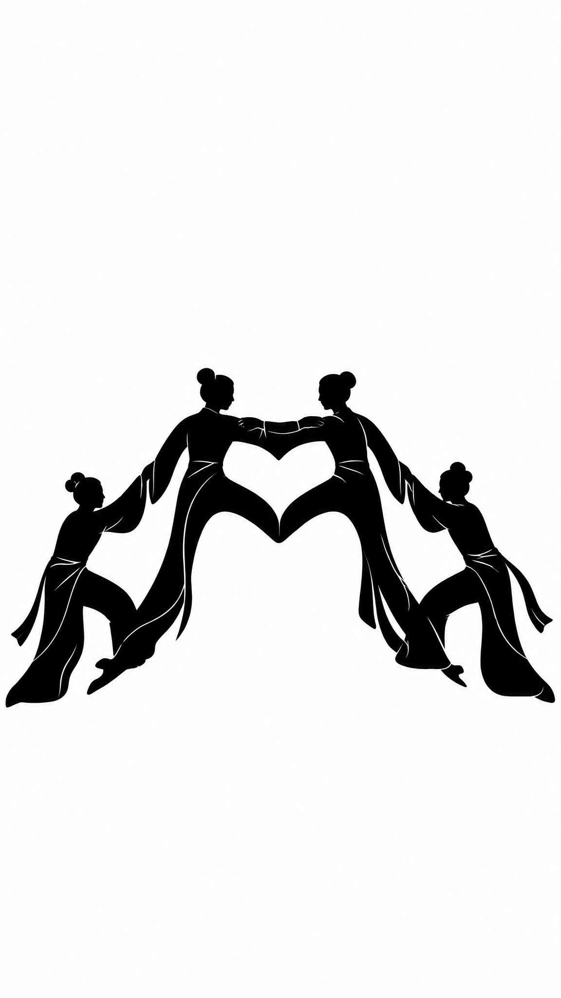 Elegant Women Heart Silhouette Wallpaper for Mobile