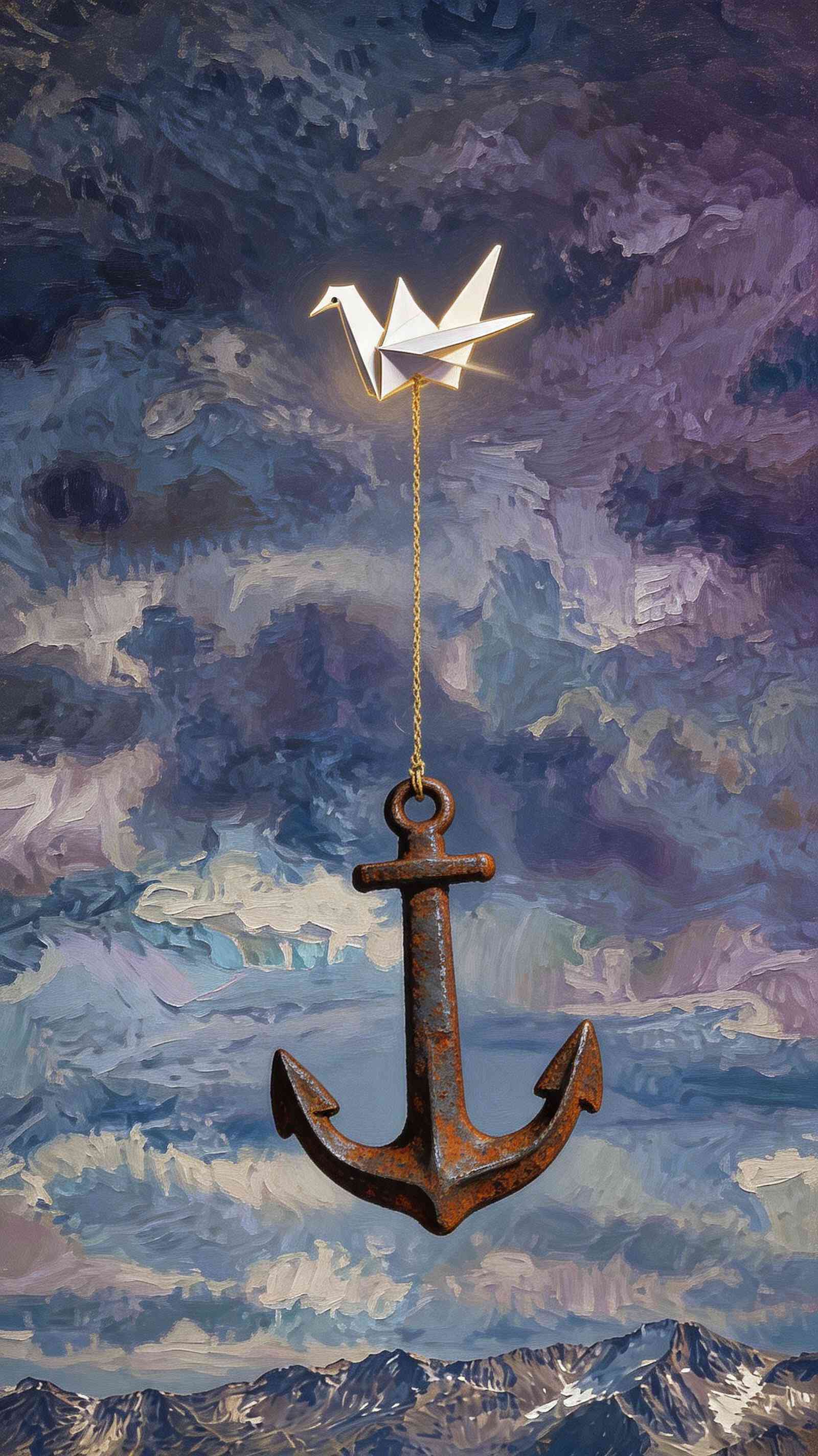 Origami Crane and Anchor Art - 4K Wallpapers