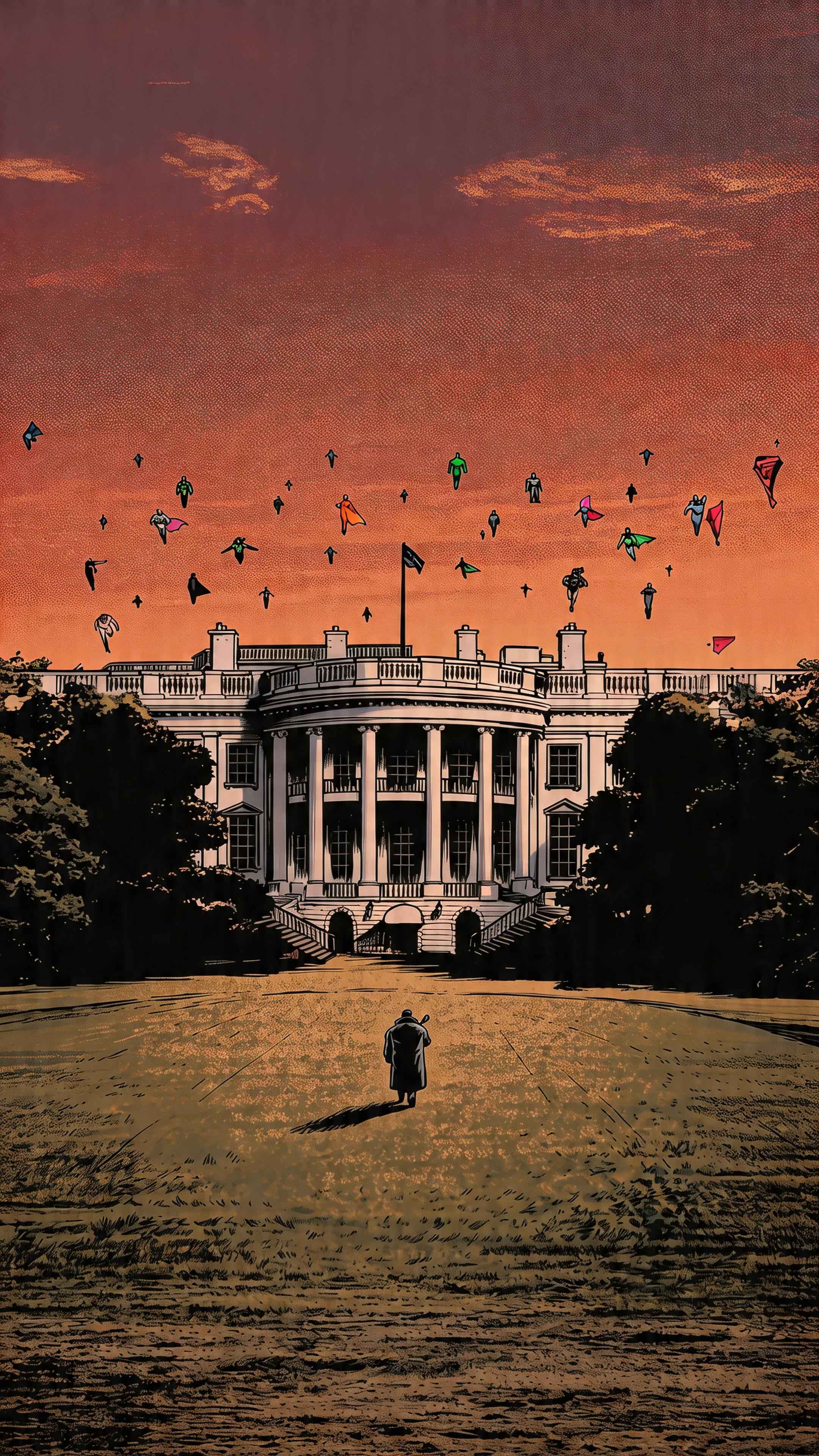 Superheroes White House Comic Art - 4K Wallpapers