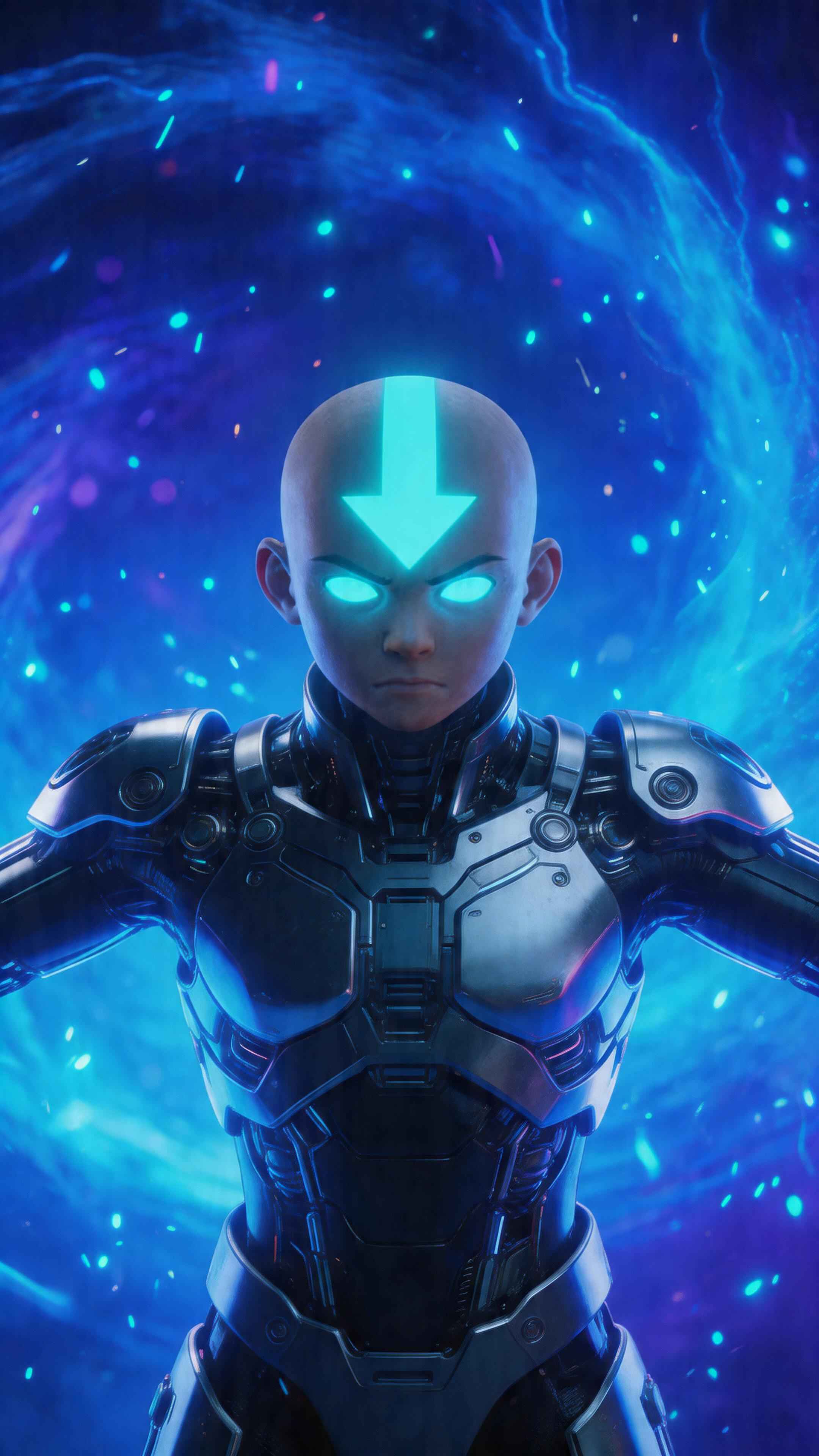 Aang Avatar State Cyber Armor - 4K Mobile Wallpaper