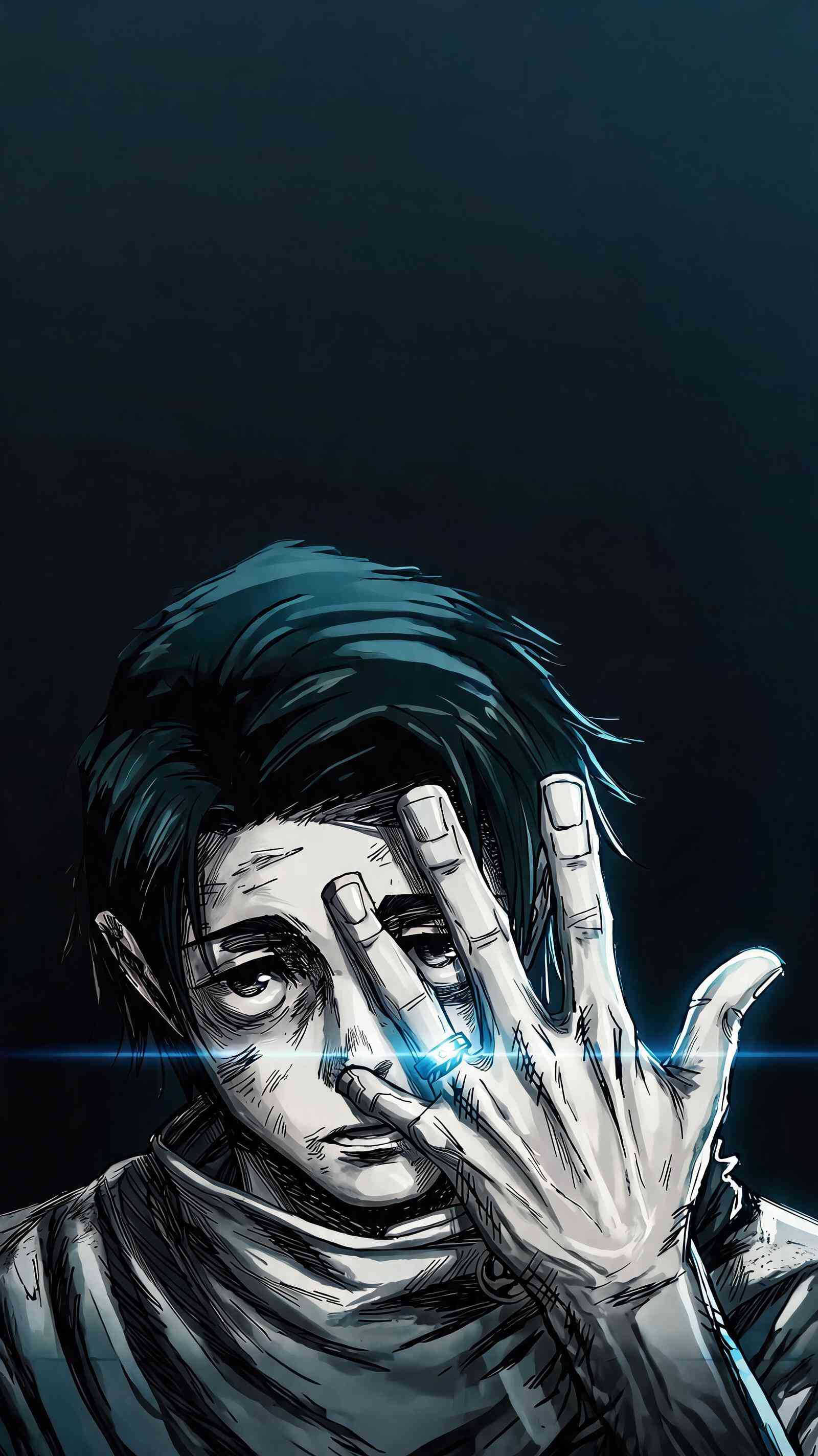 Attack on Titan Eren Yeager Blue Glow 4K Wallpaper for Mobile