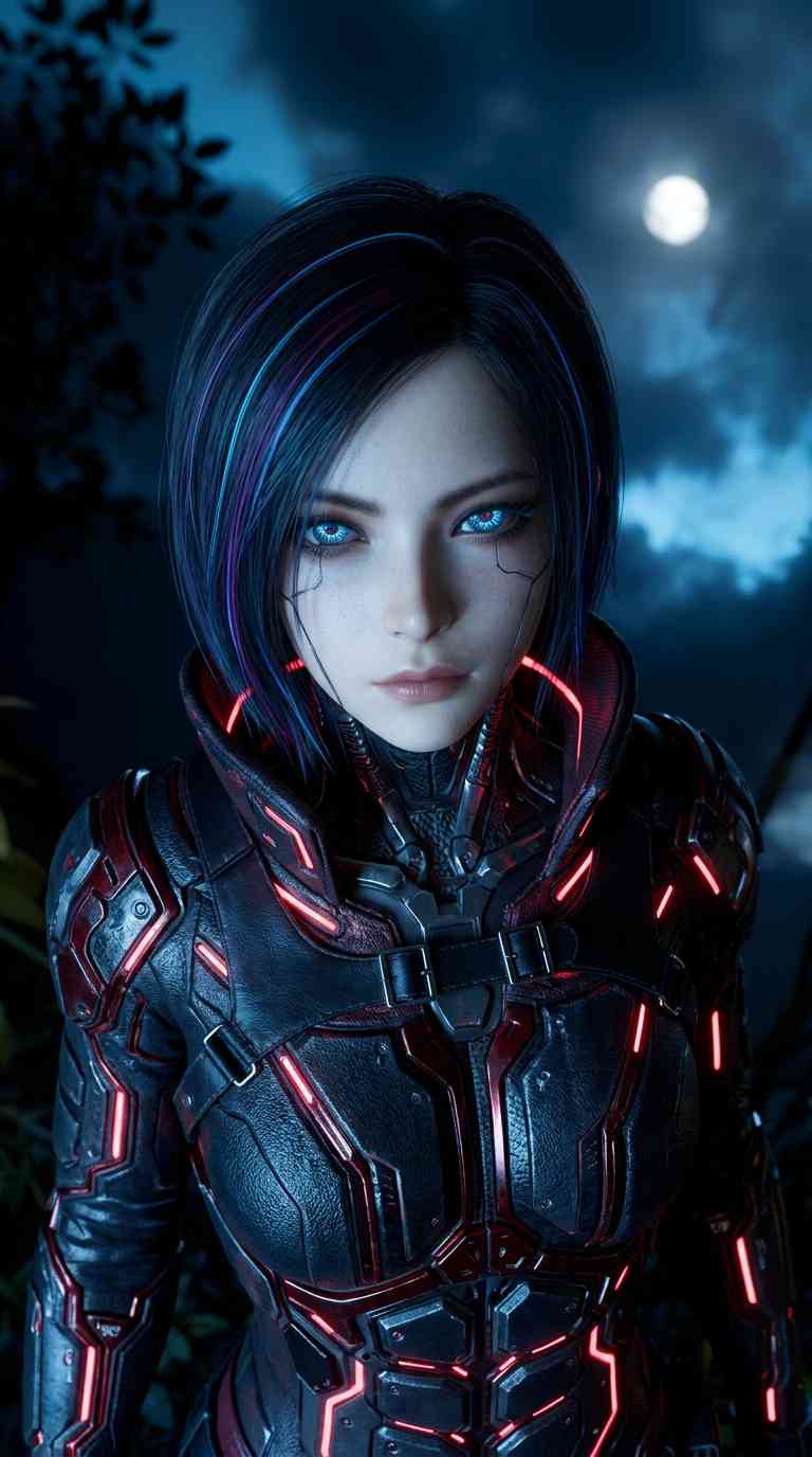 Cyberpunk Android Girl - 4K Hintergrundbild