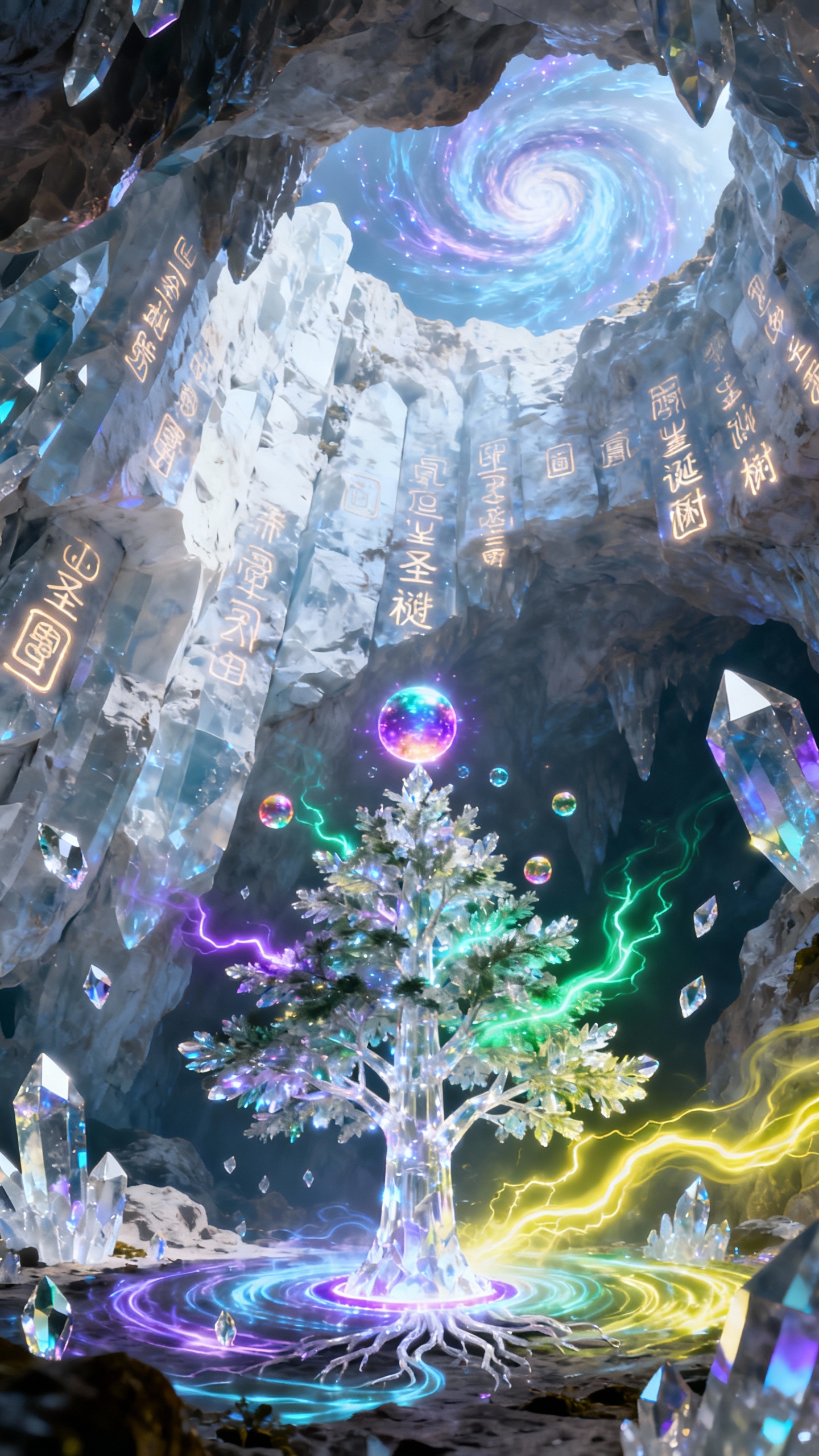 Kristallbaum in der Magischen Höhle - 4K Wallpaper