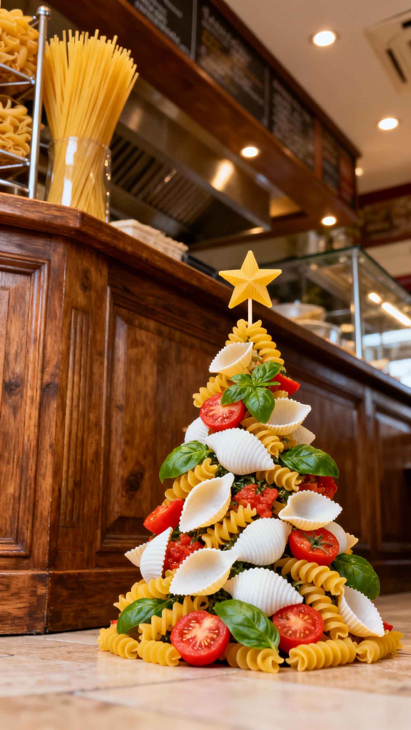 Italienischer Pasta Weihnachtsbaum - 4K Wallpaper