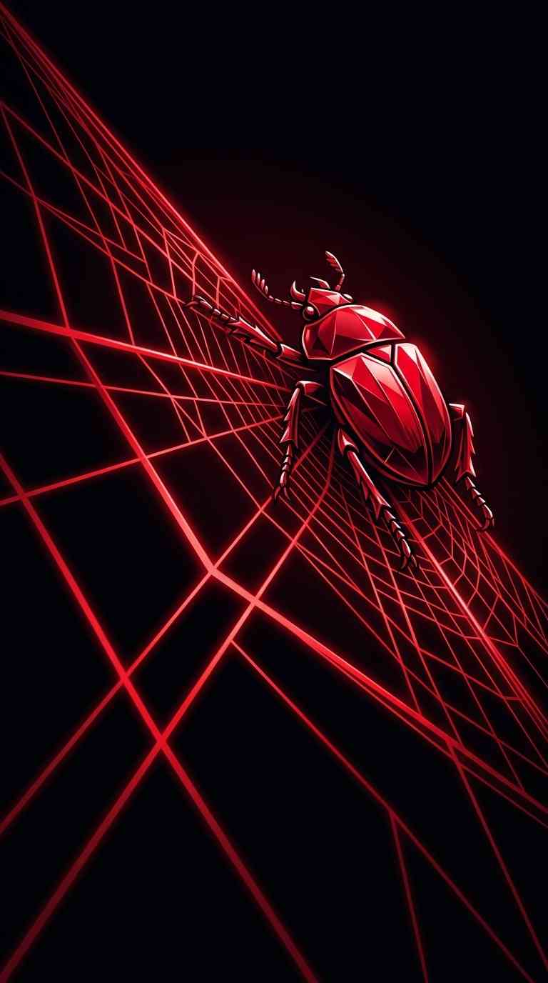 Scarabée Tech Rouge - Fond d'écran 4K Mobile