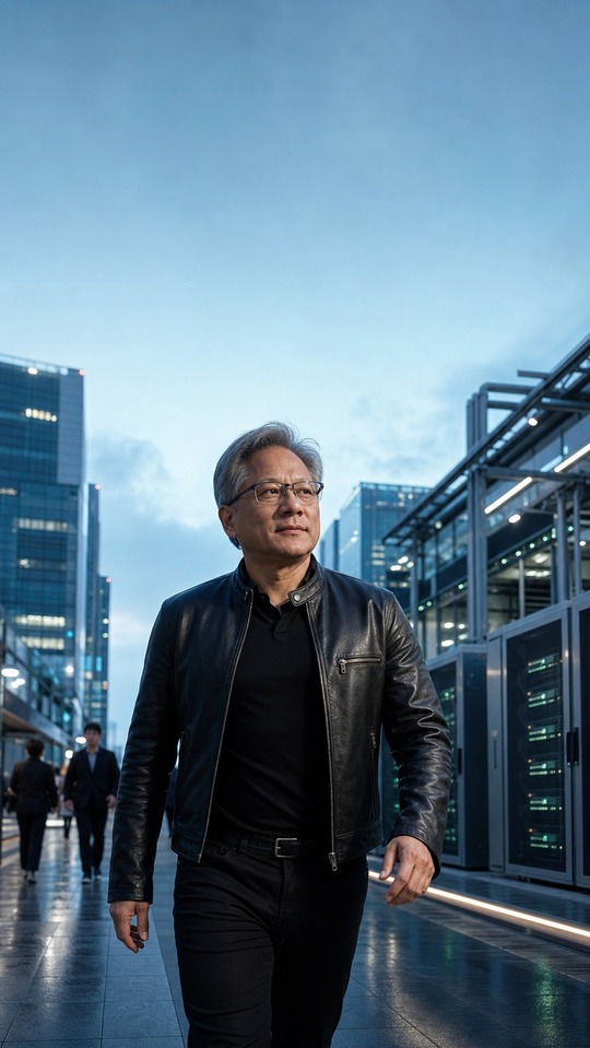 Jensen Huang AI Vision - 4K Phone Background