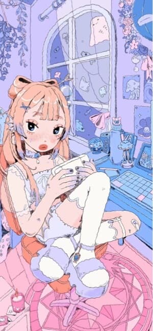 Fille Gamer Kawaii - Fond d'Écran 4K