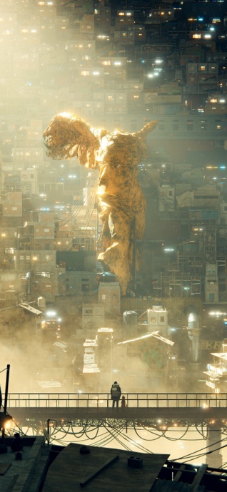 Goldene Geflügelte Statue - 4K Handy Hintergrundbild