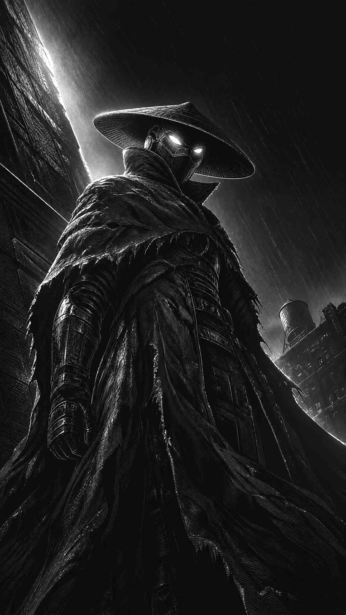Cyber Samurai Noir - 4K Handy Wallpaper