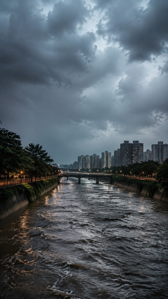 Dorimcheon River Seoul - 4K Stormy Night Wallpaper