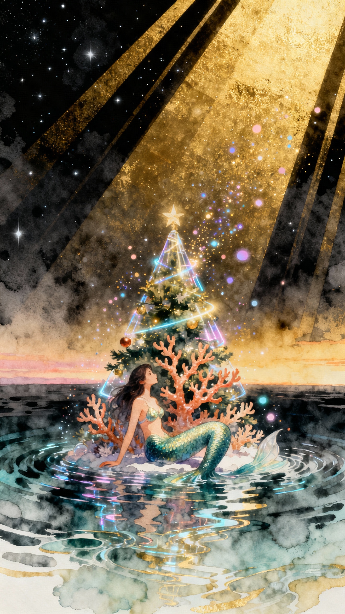 クリスマス人魚 ファンタジー - 4K 待ち受け