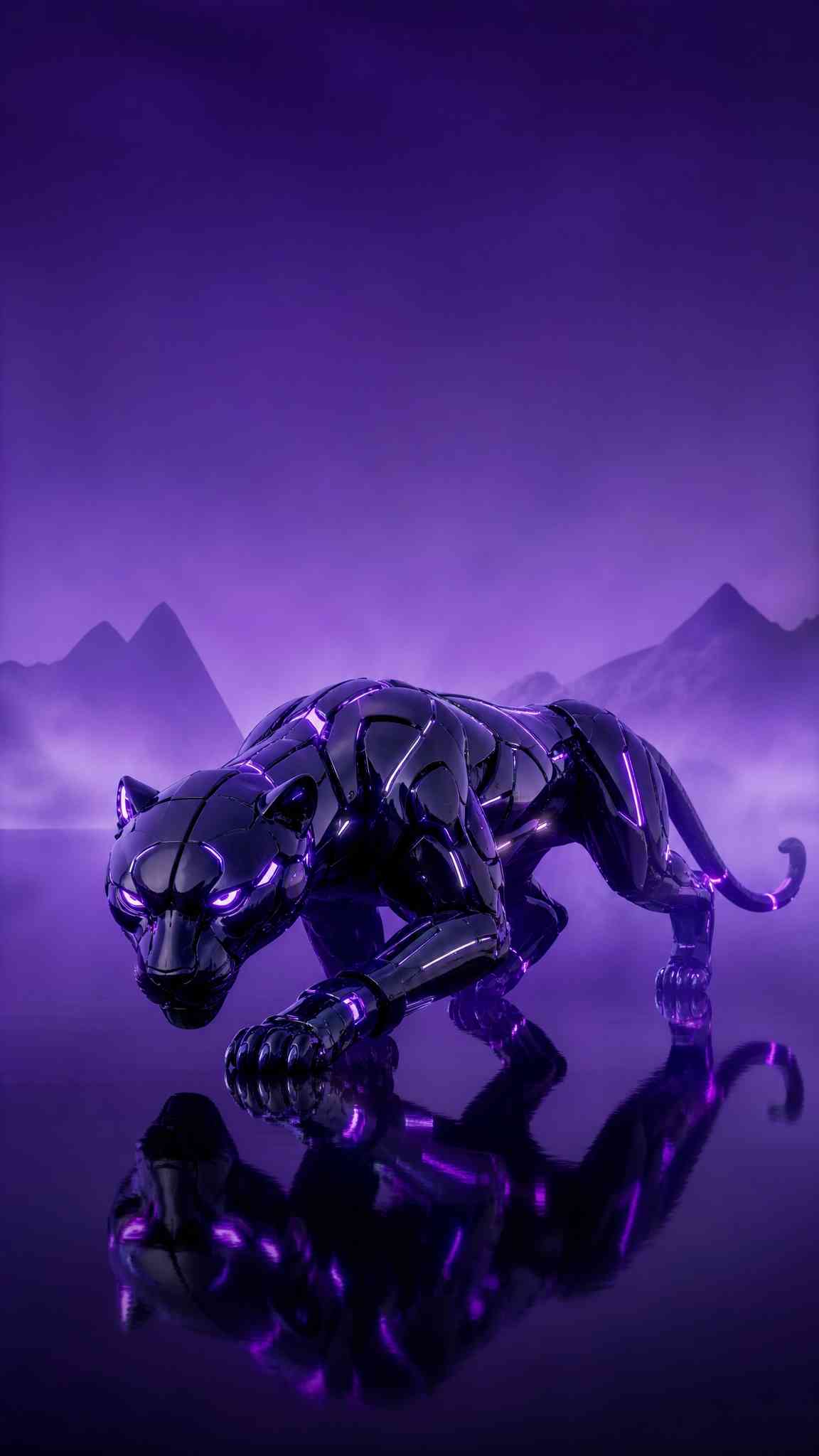 Robotic Black Panther Neon - 4K Wallpaper