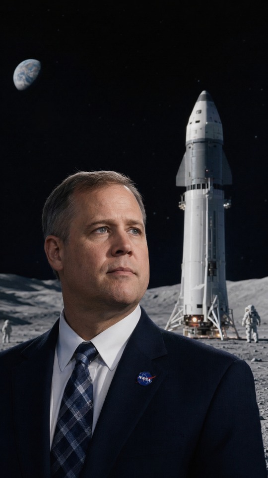 Jim Bridenstine & Lunar Starship - 4K Mobile Wallpaper