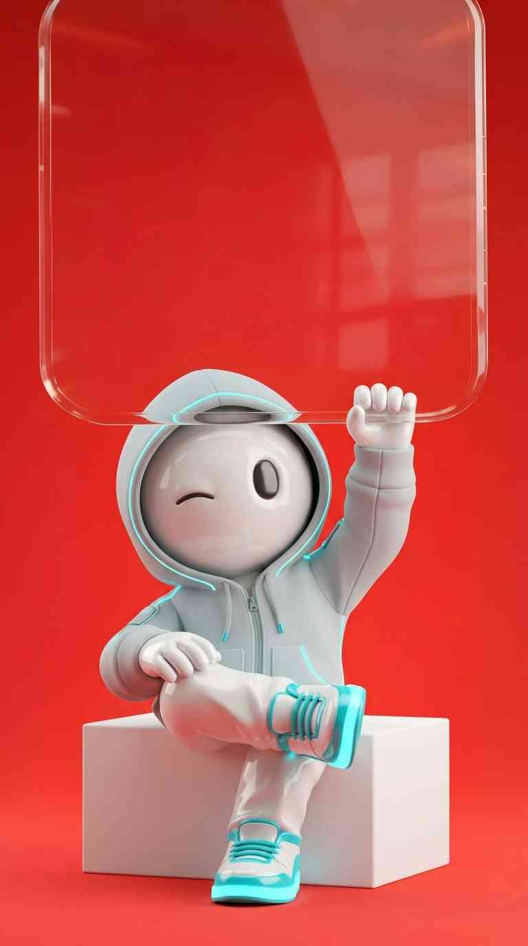 Personaje 3D Moderno Rojo - Fondos para Celular