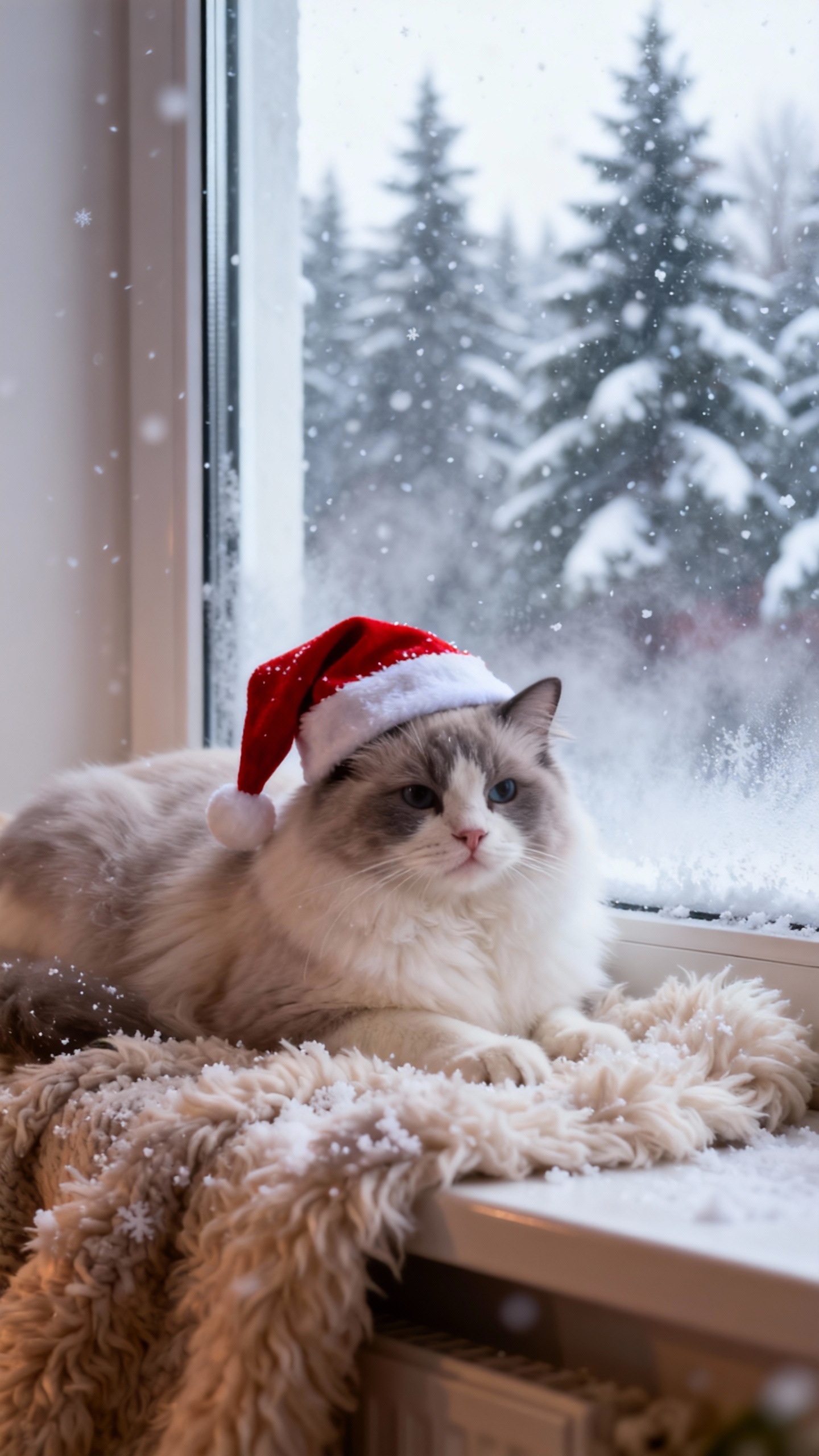 Chat de Noël Santa - Fond d'écran 4K HD