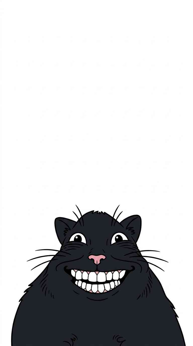 Lächelnde Schwarze Katze - 4K Hintergründe