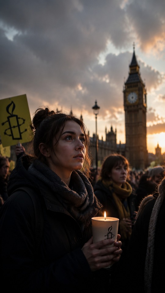 Amnesty International Vigil London - 4K Phone Wallpaper