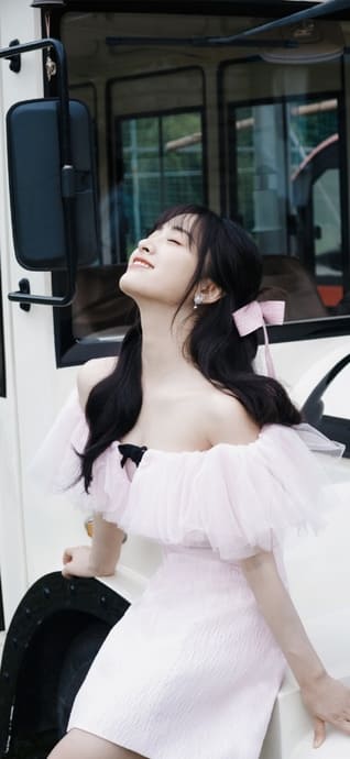 Aesthetic Girl in Pink Ruffle Dress - 4K Mobile Wallpaper