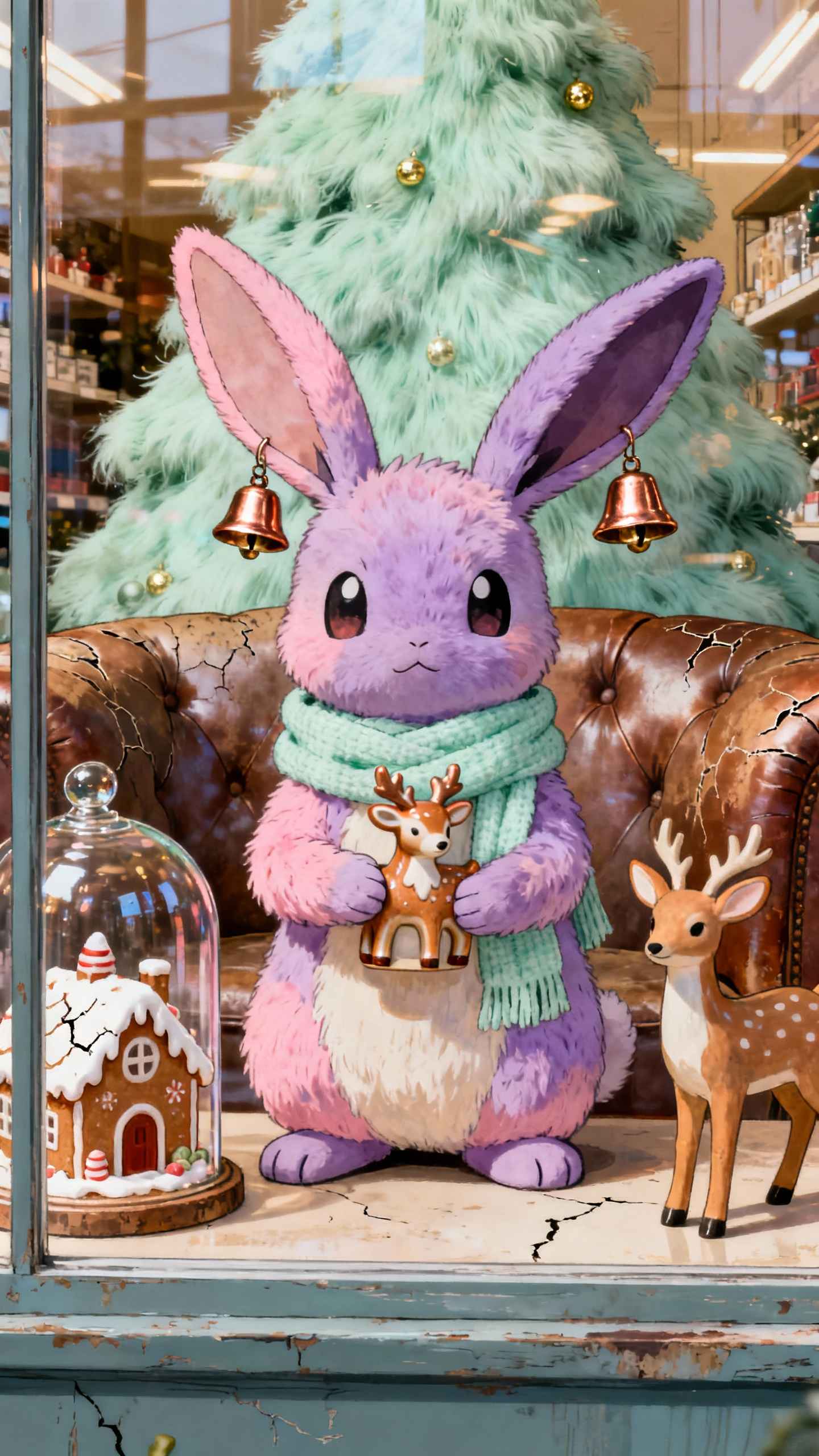 Conejo de Navidad Morado - Fondos para Celular 4K