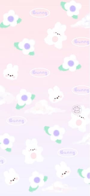 Hase & Blumen Pastell - 4K Handy Wallpaper
