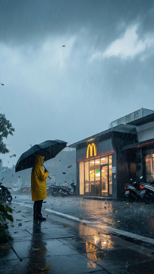 McDonald's Deals Urban Rain Aesthetic - 4K Wallpaper