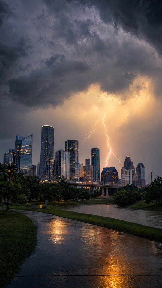 Weather Houston: Dramatic Lightning Storm 4K Wallpaper
