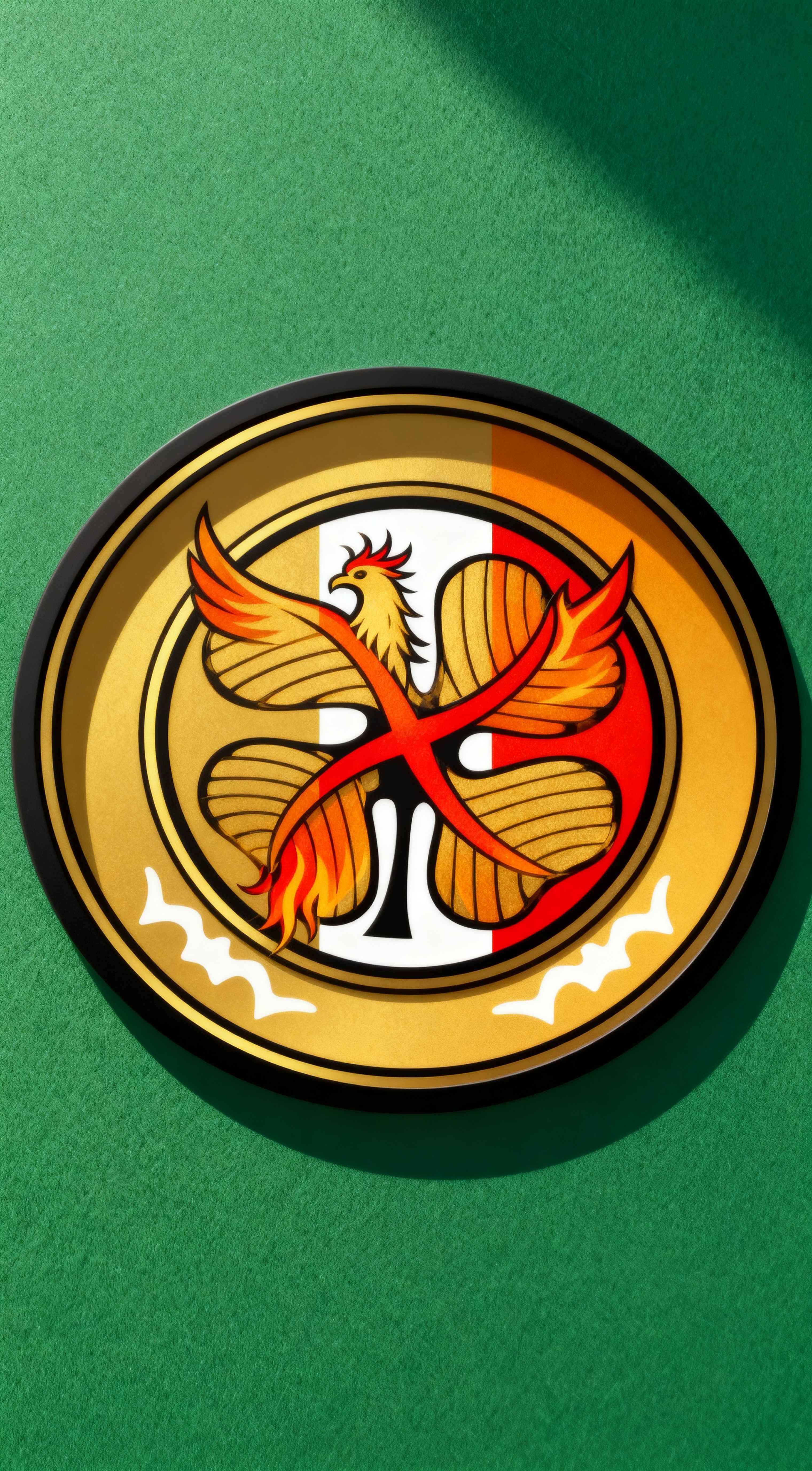 Mahjong Fénix Emblema Dorado - 4K Fondos de Pantalla