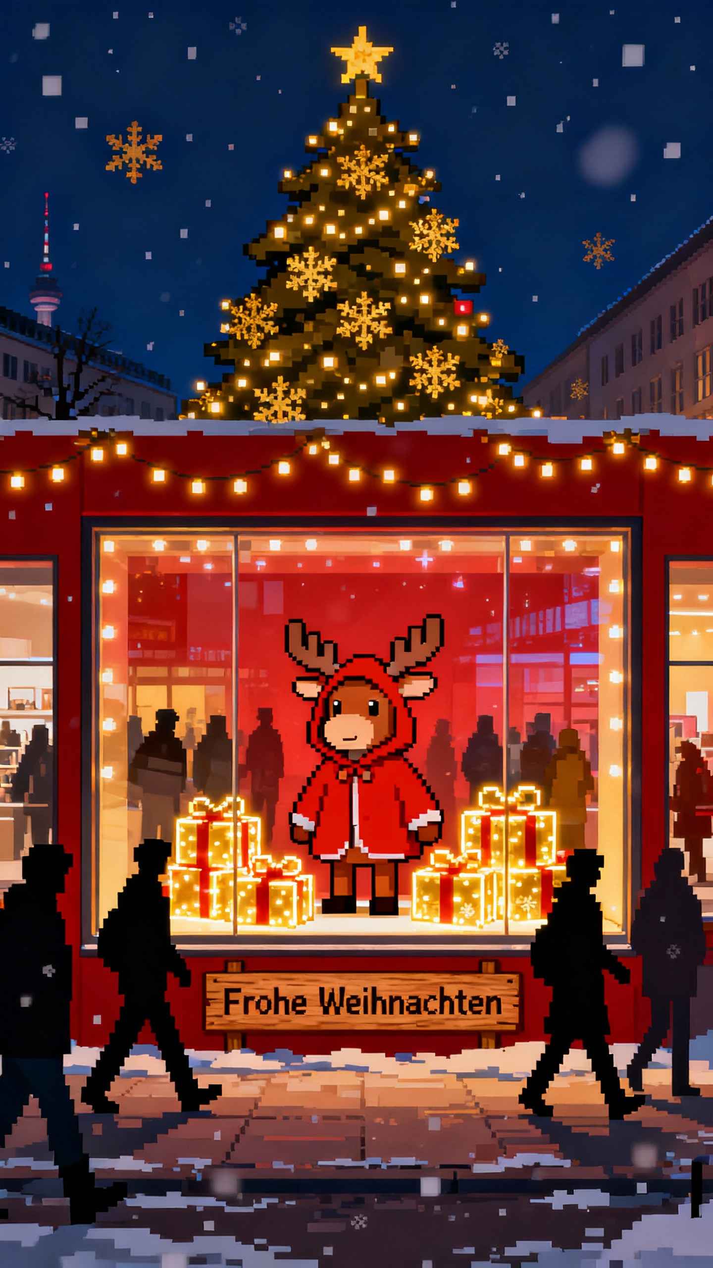 Weihnachten Pixel Art - 4K Handy Wallpaper