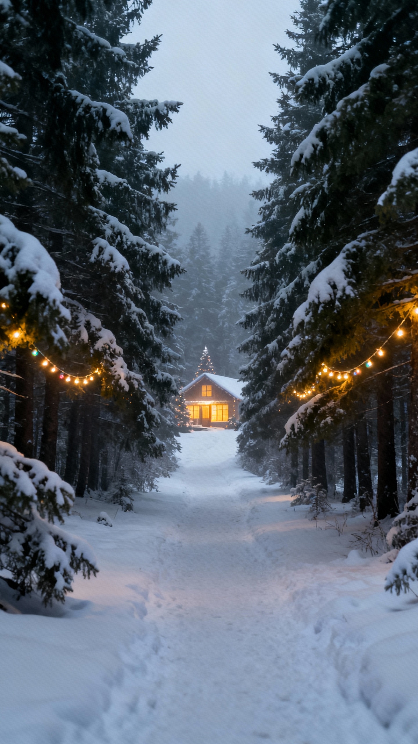 Gemütliche Winterhütte im Wald - 4K Wallpaper