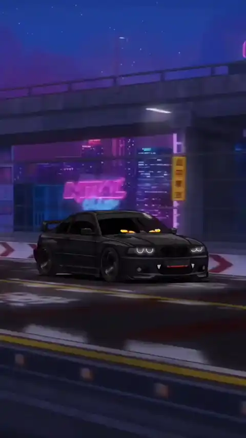 Black Sports Car Cyberpunk Night - 4K Live Wallpaper