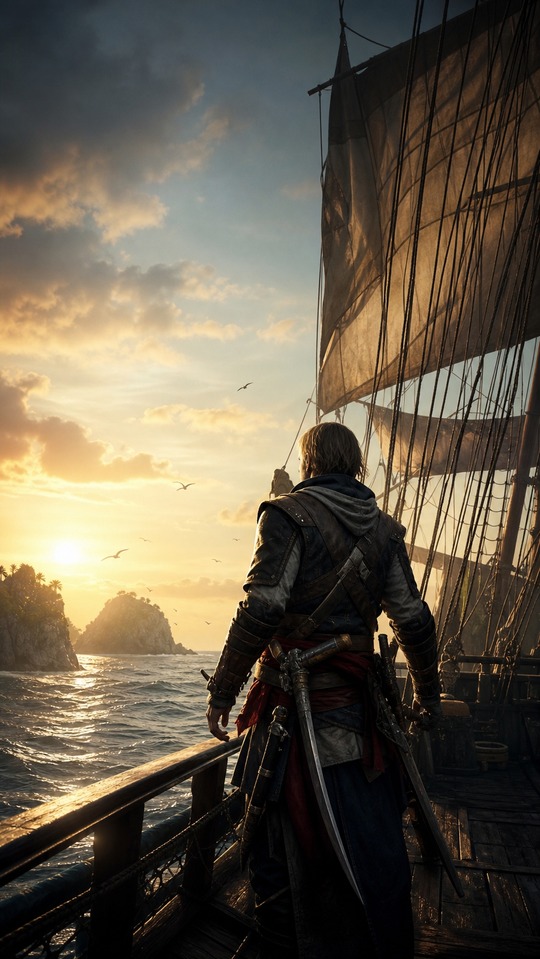 Assassin's Creed Black Flag Resynced - 4K Mobile Background