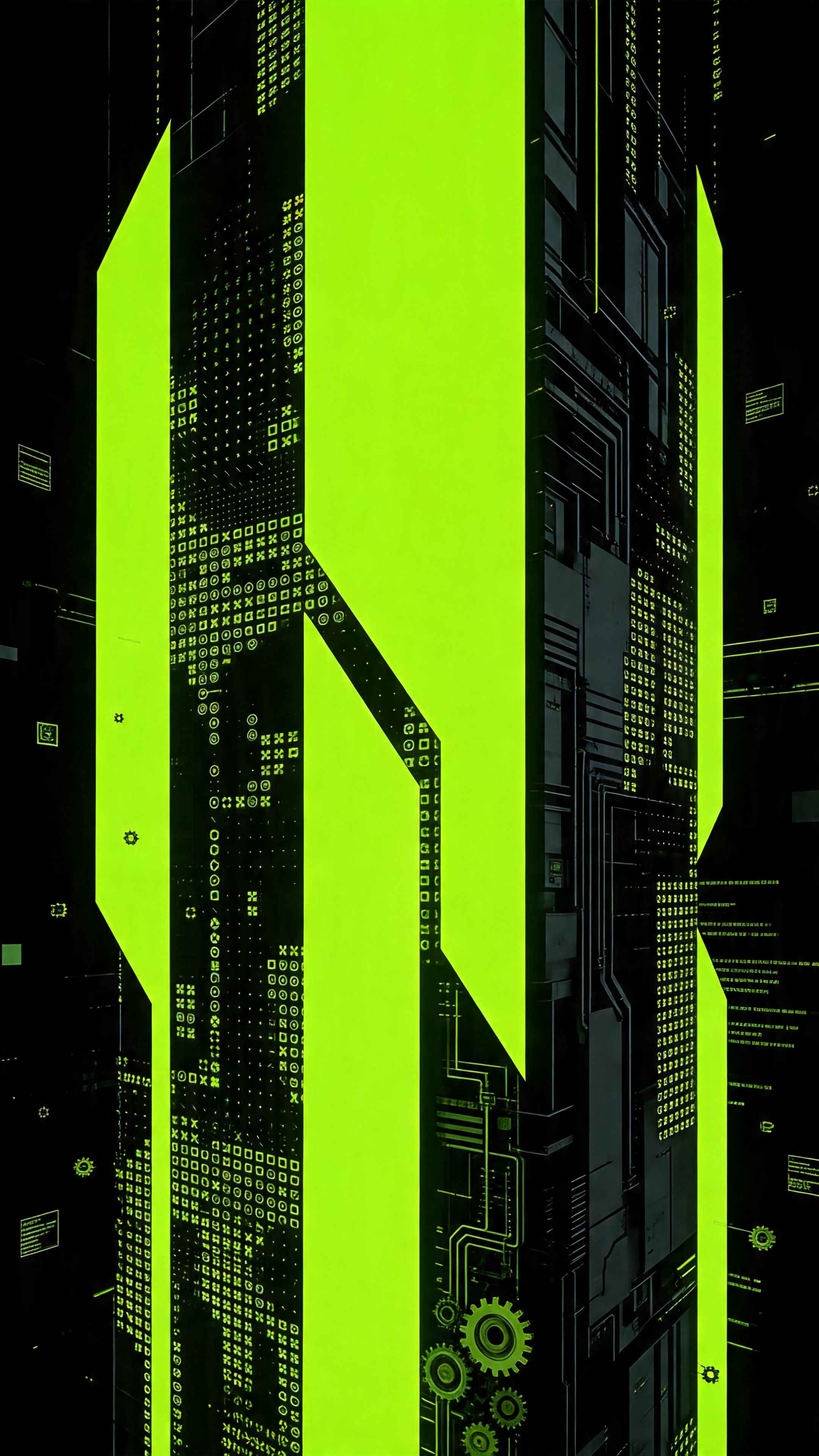 Neon Green Cyber Tech - 4K Wallpaper