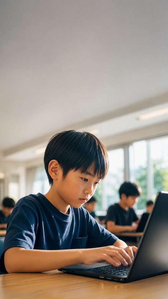 Typing Student in Classroom - 4K Wallpaper