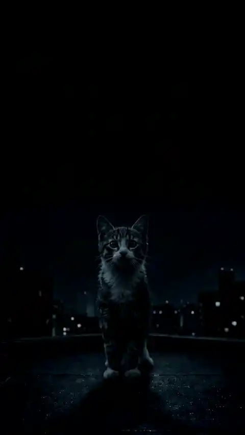 옥상 고양이 밤의 미스터리 라이브 배경화면