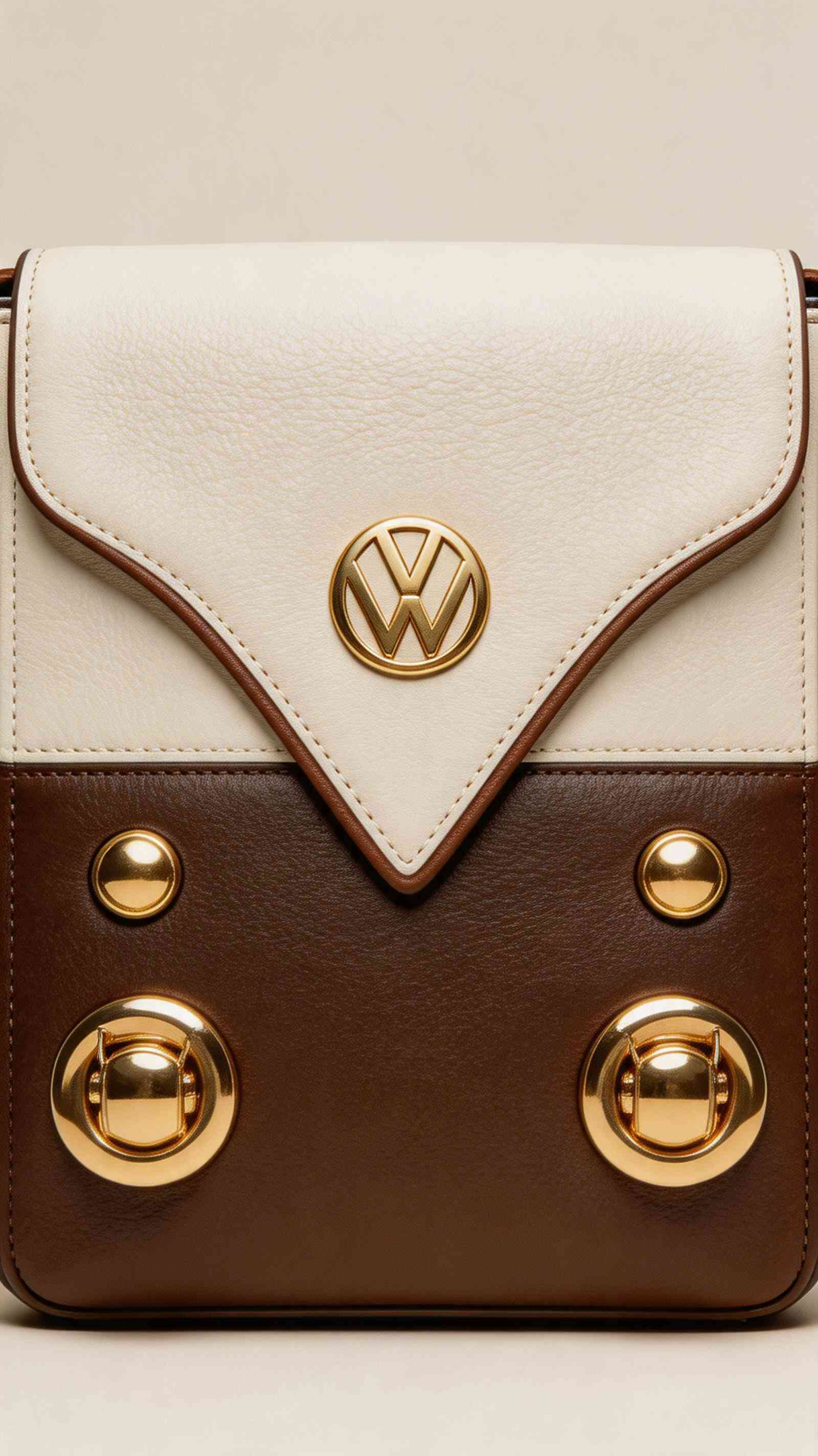 Elegant Two-Tone Leather Gold Logo Wallpaper 4K