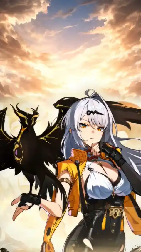 Guerrera Anime y Fénix - Fondo de Pantalla Animado