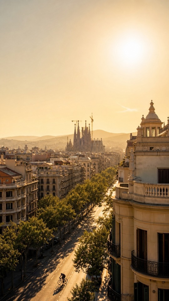 Barcelona Heatwave Cityscape - 4K Wallpaper